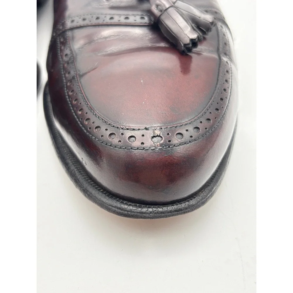 Johnston & Murphy Men's Size 12M Burgundy Leather Tassel Loafers Brogue Made USA